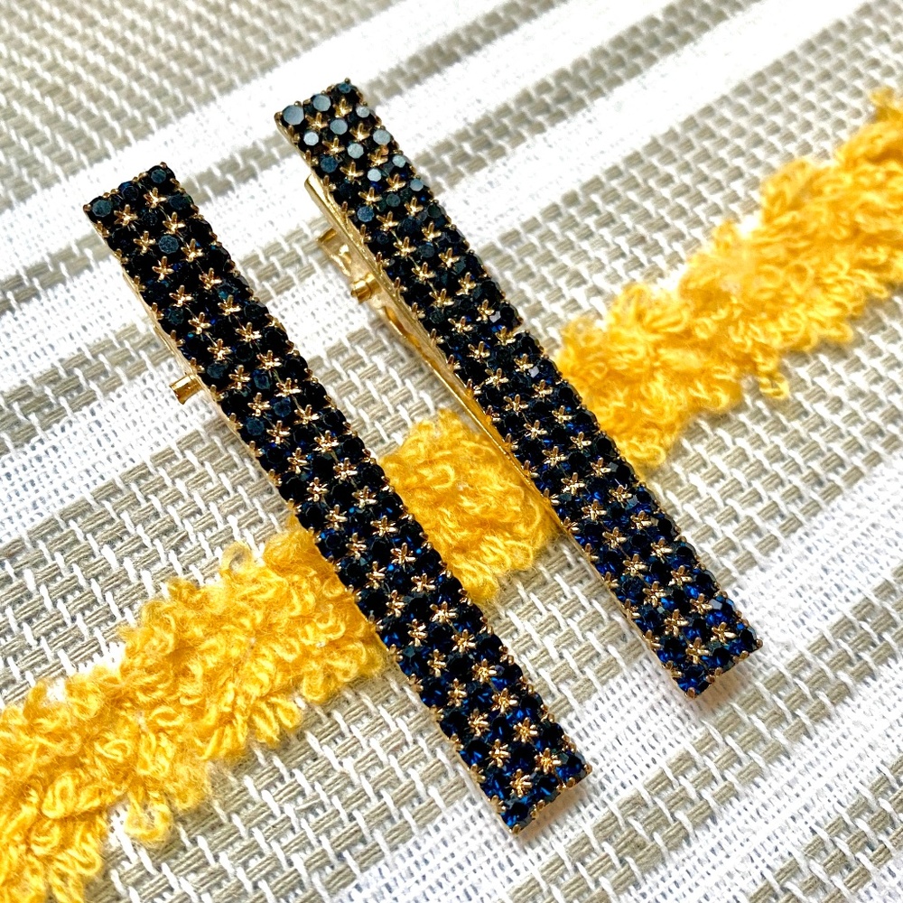 Blue Rhinestone Crystal Hair Clips